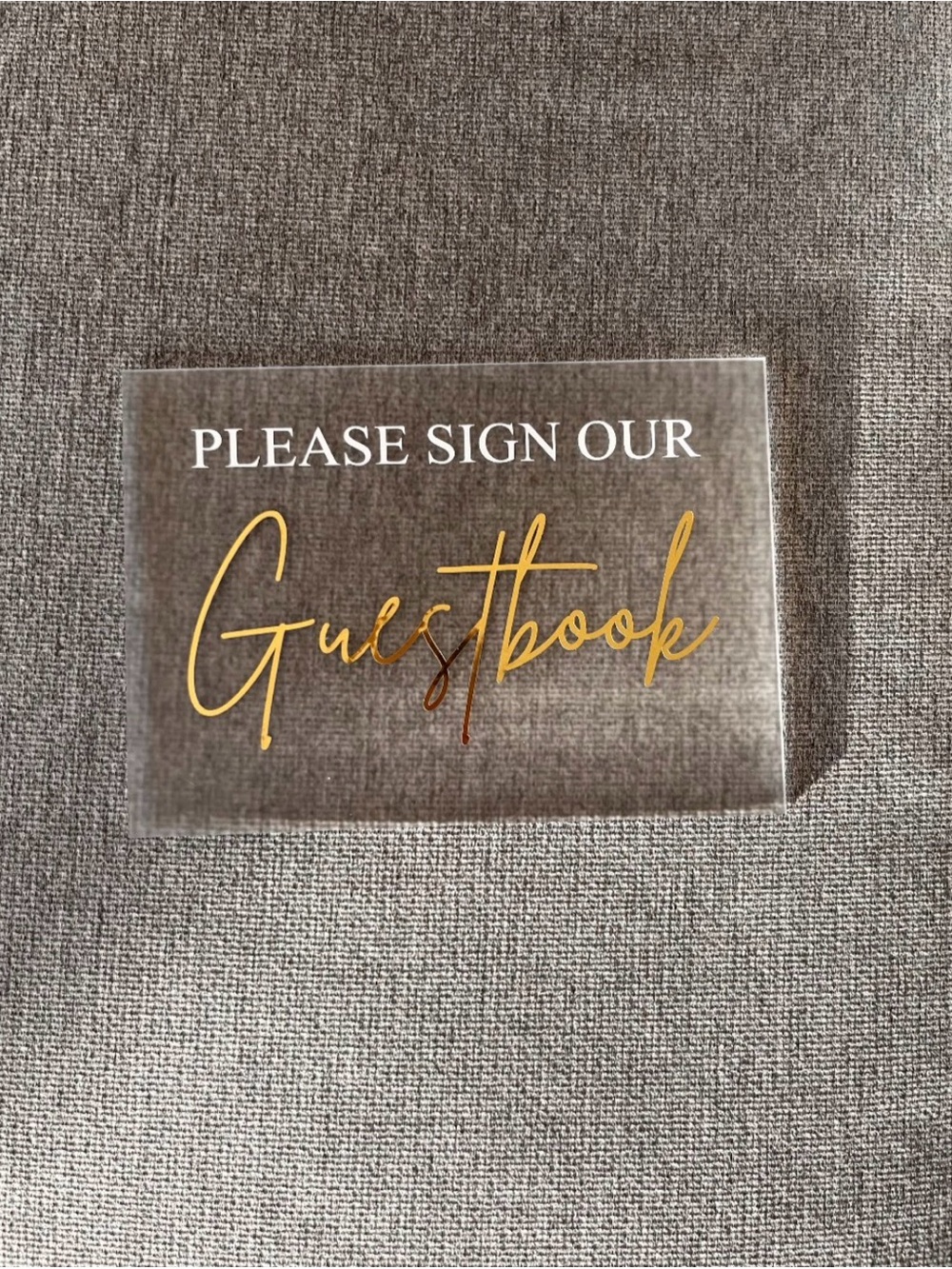 Please Sign Our Guestbook Acrylic Sign - Gold & White